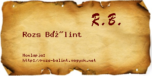 Rozs Bálint névjegykártya